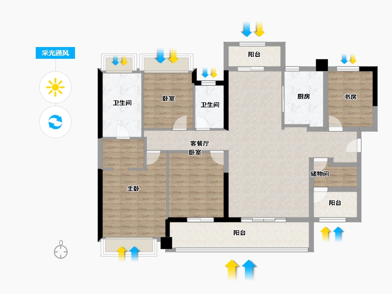 广东省-珠海市-绿景玺悦湾-132.34-户型库-采光通风