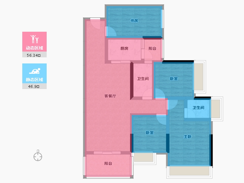 广东省-湛江市-培华明轩-90.22-户型库-动静分区