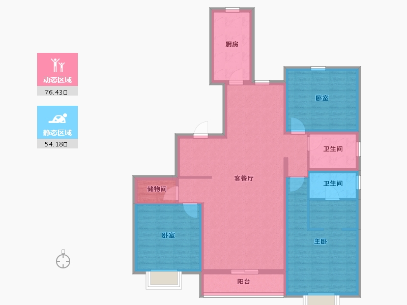 天津-天津市-雍金雍祥园-116.80-户型库-动静分区