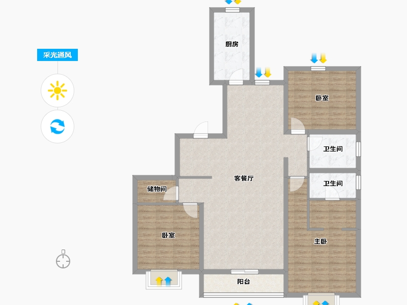 天津-天津市-雍金雍祥园-116.80-户型库-采光通风