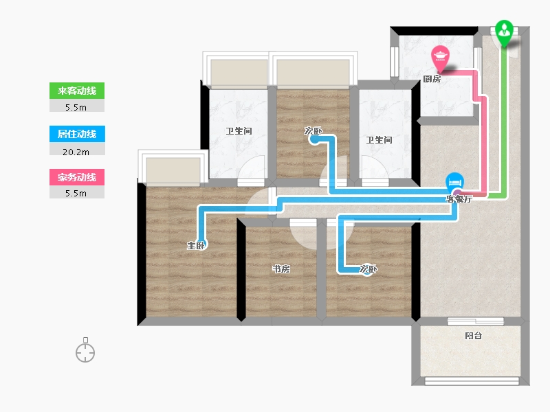 广东省-广州市-招商弘阳电建南国雍云邸-69.35-户型库-动静线