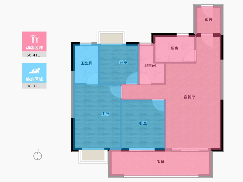 河南省-信阳市-康桥学苑-86.00-户型库-动静分区