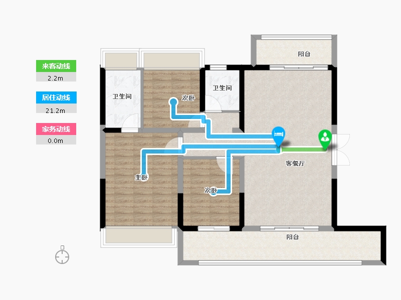 江苏省-常州市-燕湖壹號-106.40-户型库-动静线