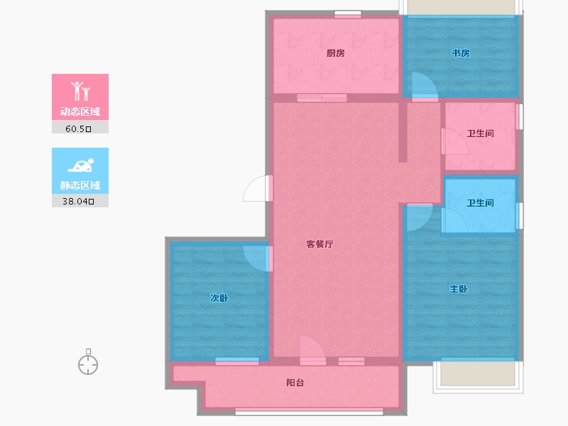 辽宁省-沈阳市-中梁金科玖禧-87.02-户型库-动静分区