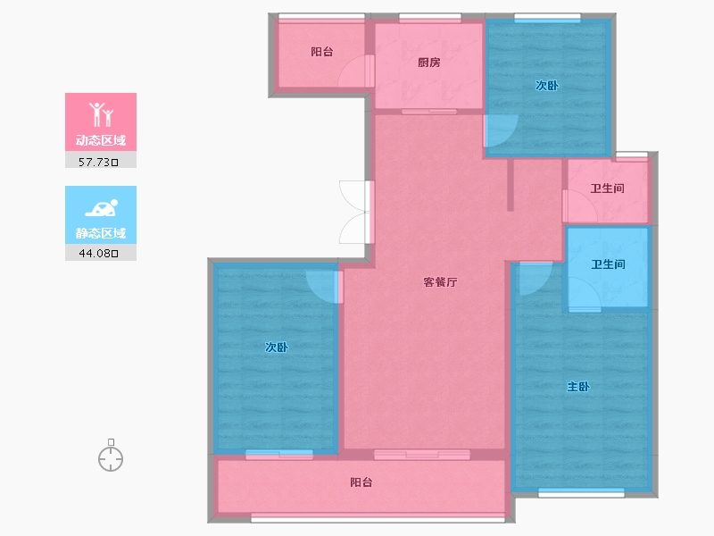 山东省-临沂市-颐龙恒泰·陶然里-91.62-户型库-动静分区