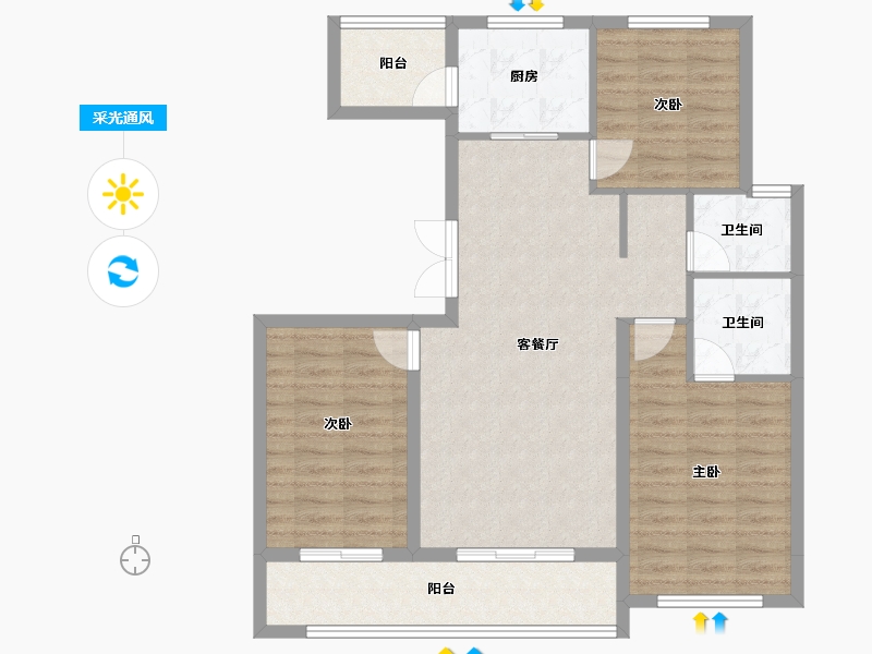 山东省-临沂市-颐龙恒泰·陶然里-91.62-户型库-采光通风