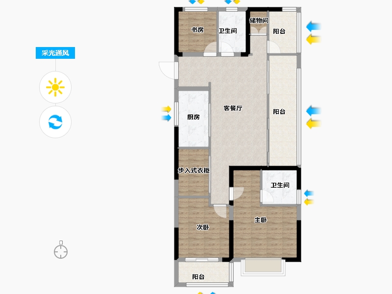 安徽省-合肥市-栢悦湾-106.73-户型库-采光通风