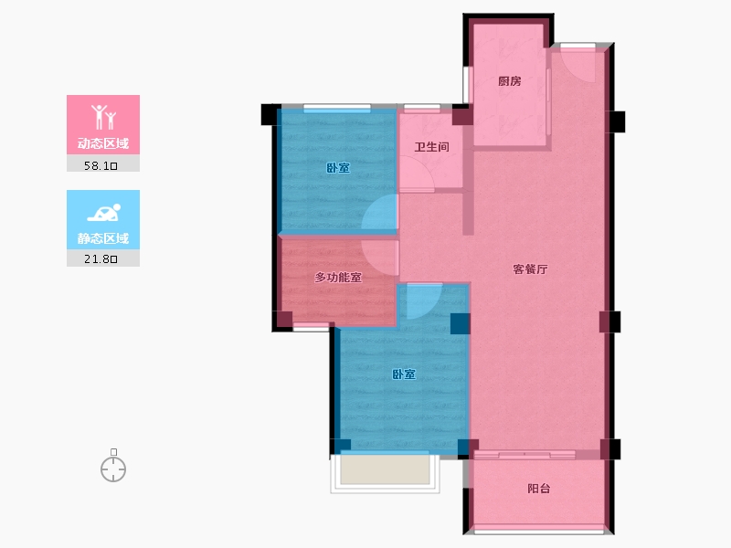 浙江省-台州市-灵珠嘉园-71.33-户型库-动静分区