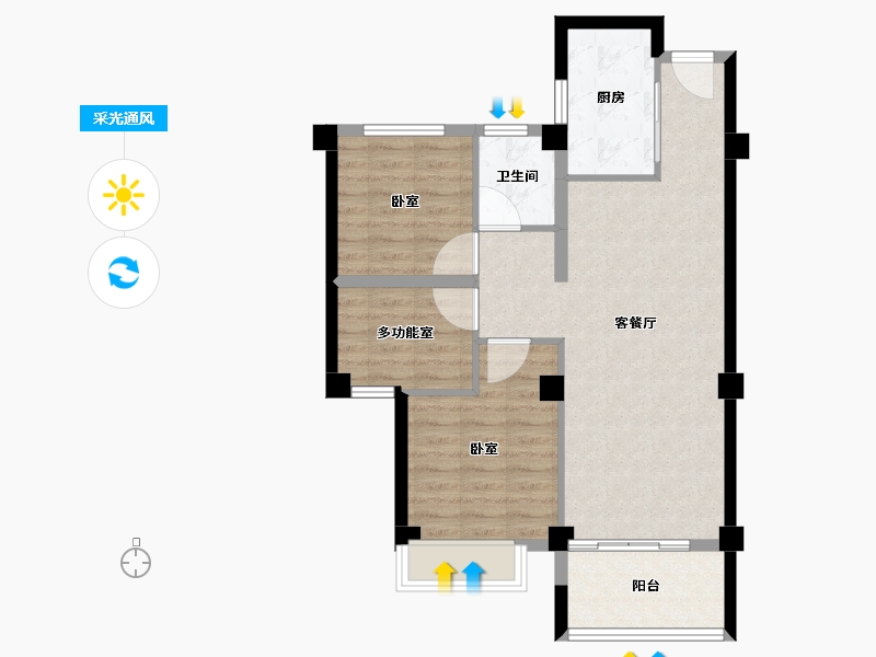 浙江省-台州市-灵珠嘉园-71.33-户型库-采光通风