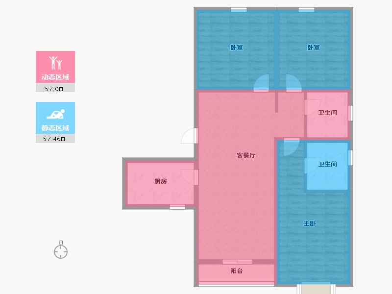 天津-天津市-雍金雍祥园-102.40-户型库-动静分区