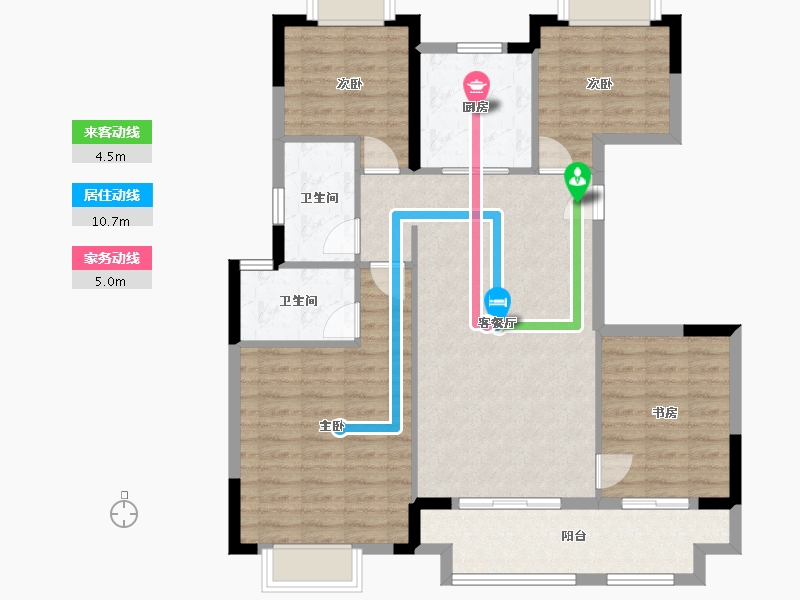 湖北省-武汉市-美的君兰半岛-101.85-户型库-动静线