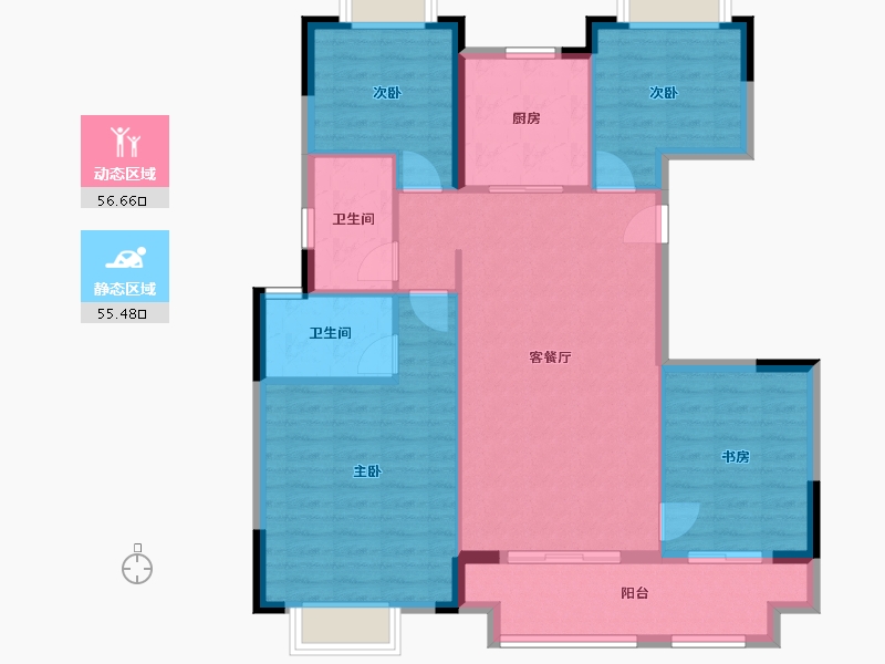 湖北省-武汉市-美的君兰半岛-101.85-户型库-动静分区