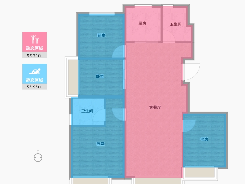 北京-北京市-橡树湾-102.40-户型库-动静分区