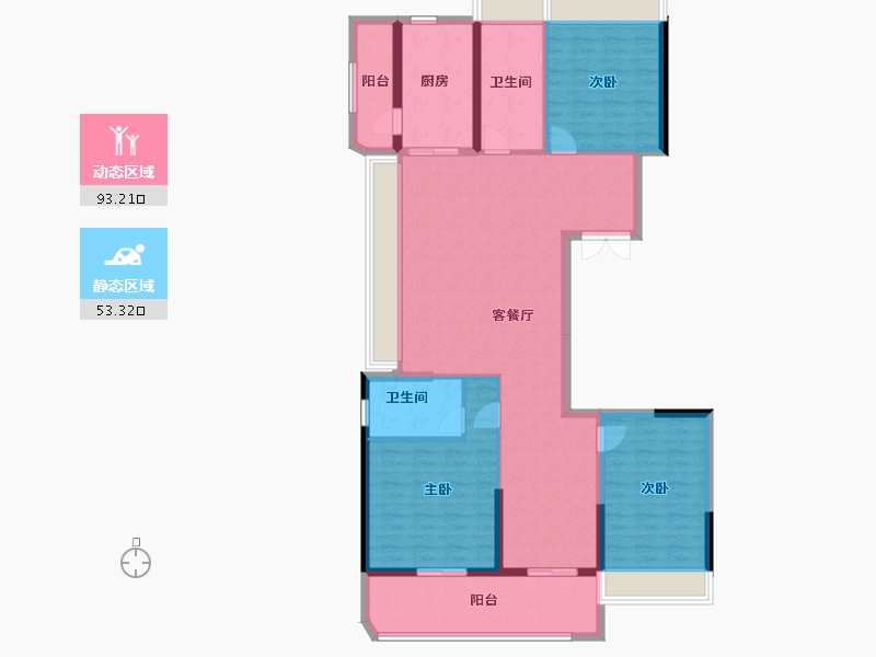 江苏省-常州市-燕湖壹號-132.80-户型库-动静分区