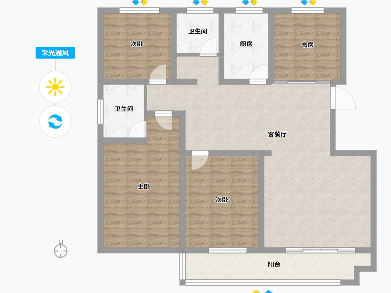 山东省-临沂市-颐龙恒泰·陶然里-127.41-户型库-采光通风