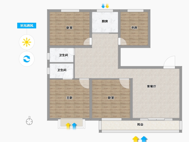 山东省-临沂市-颐龙恒泰·陶然里-124.80-户型库-采光通风