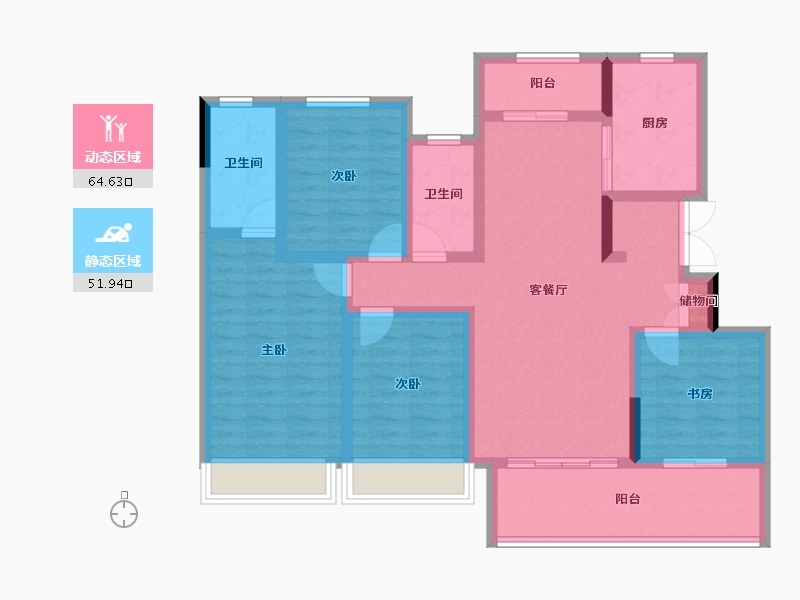 四川省-成都市-华润置地时代之城-102.82-户型库-动静分区