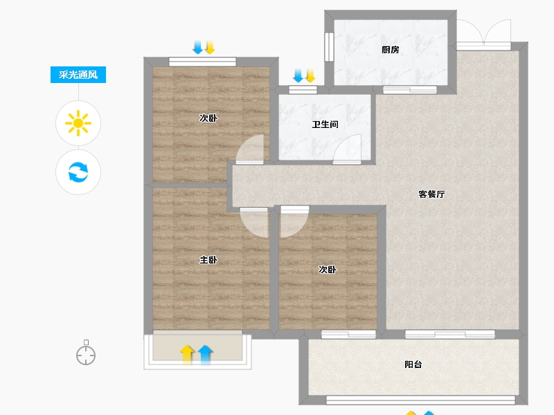 河南省-焦作市-焦作建业府—期-84.00-户型库-采光通风