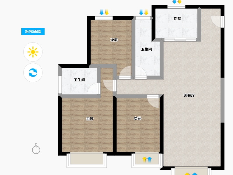 天津-天津市-贻成学府壹号-93.15-户型库-采光通风