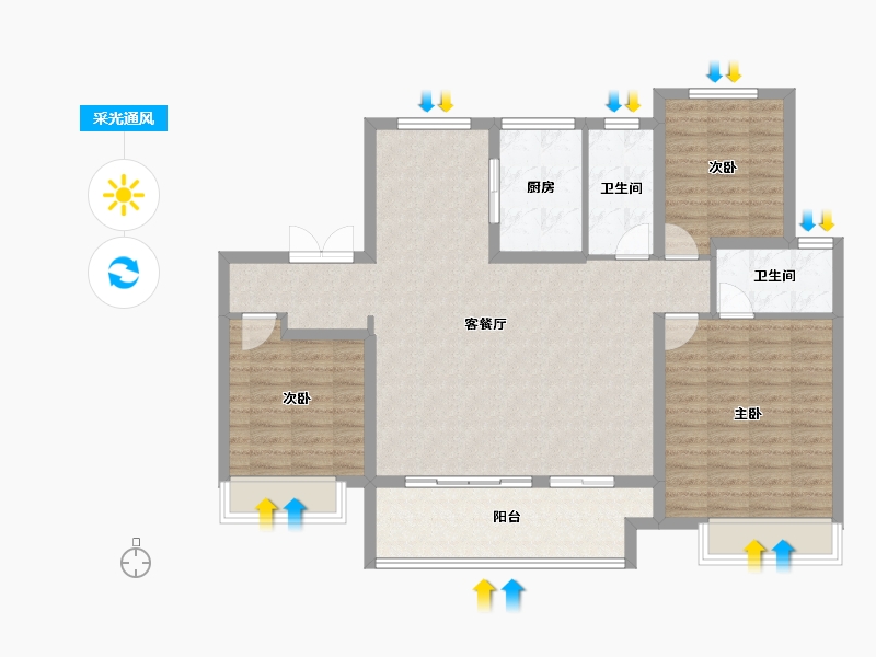 河南省-焦作市-建业新筑-111.20-户型库-采光通风