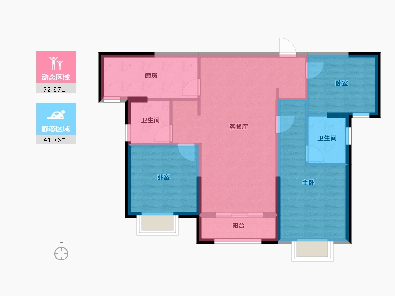 甘肃省-兰州市-万科星光都会-84.00-户型库-动静分区