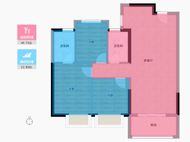 福建省-龙岩市-保利珑樾-70.67-户型库-动静分区