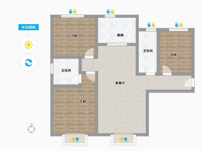 天津-天津市-贻成学府壹号-92.16-户型库-采光通风