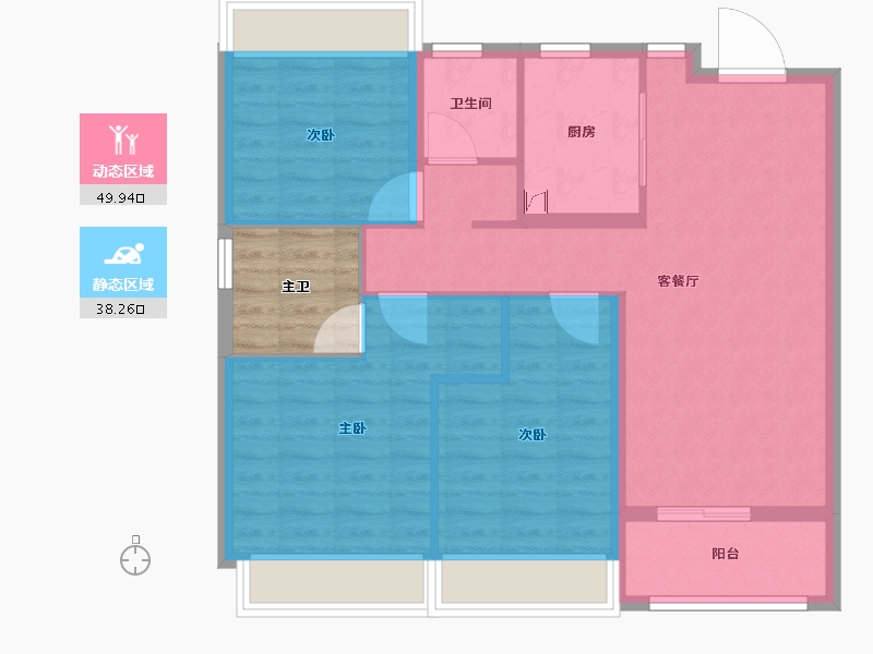 江苏省-苏州市-晨曦雅苑-84.00-户型库-动静分区