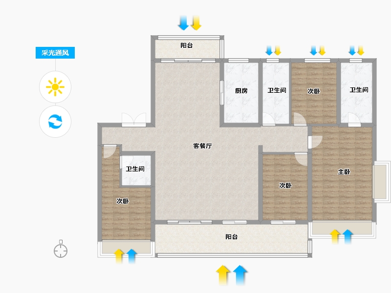 河南省-焦作市-建业新筑-160.00-户型库-采光通风