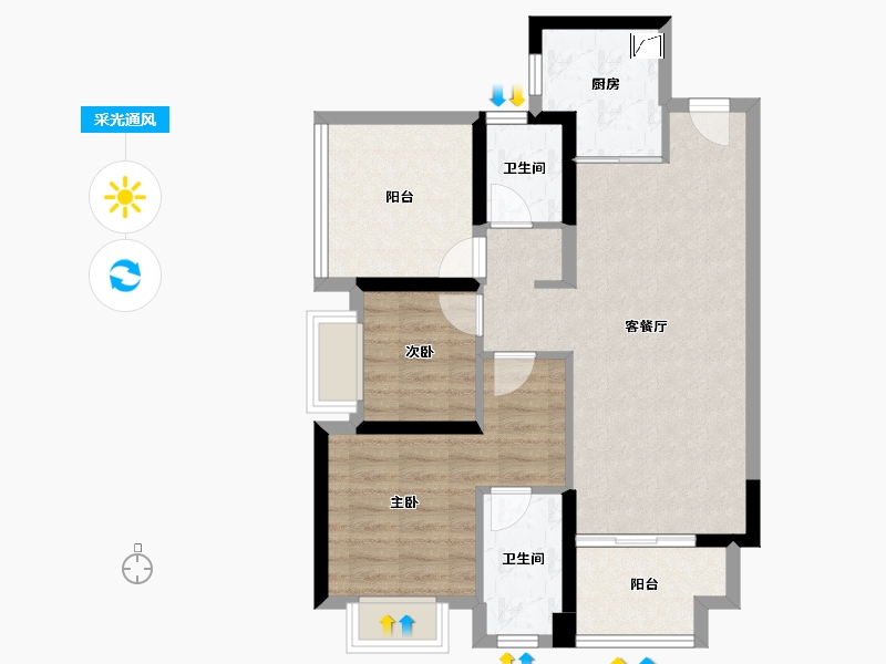 贵州省-贵阳市-美的国宾府-74.00-户型库-采光通风