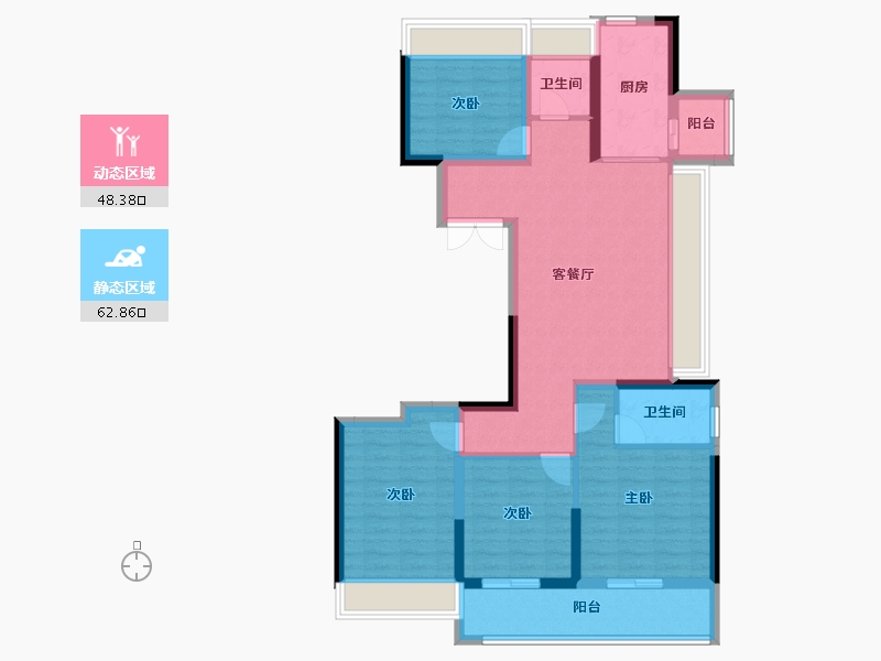 江苏省-常州市-燕湖壹號-98.73-户型库-动静分区