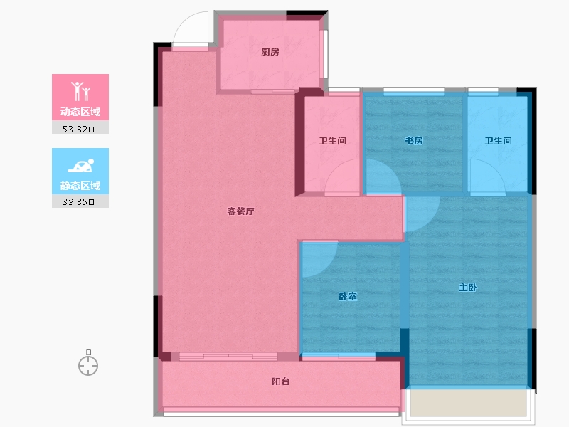 浙江省-台州市-绿城桂语江南府-84.00-户型库-动静分区