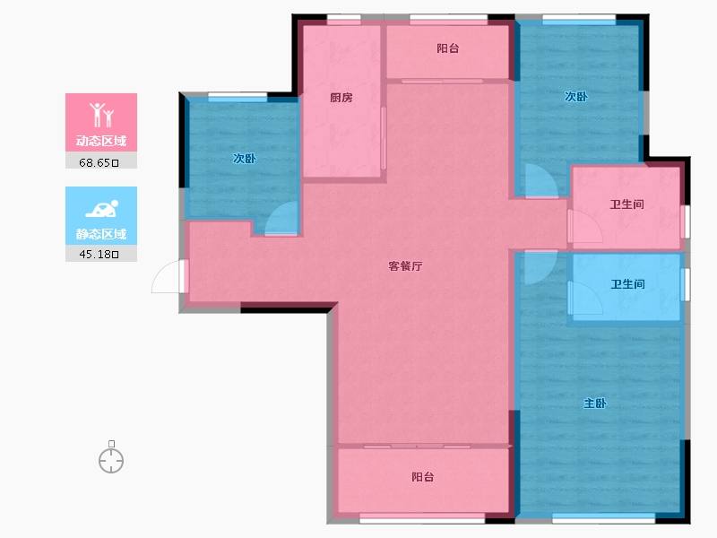 内蒙古自治区-呼伦贝尔市-登喜路家园-103.35-户型库-动静分区