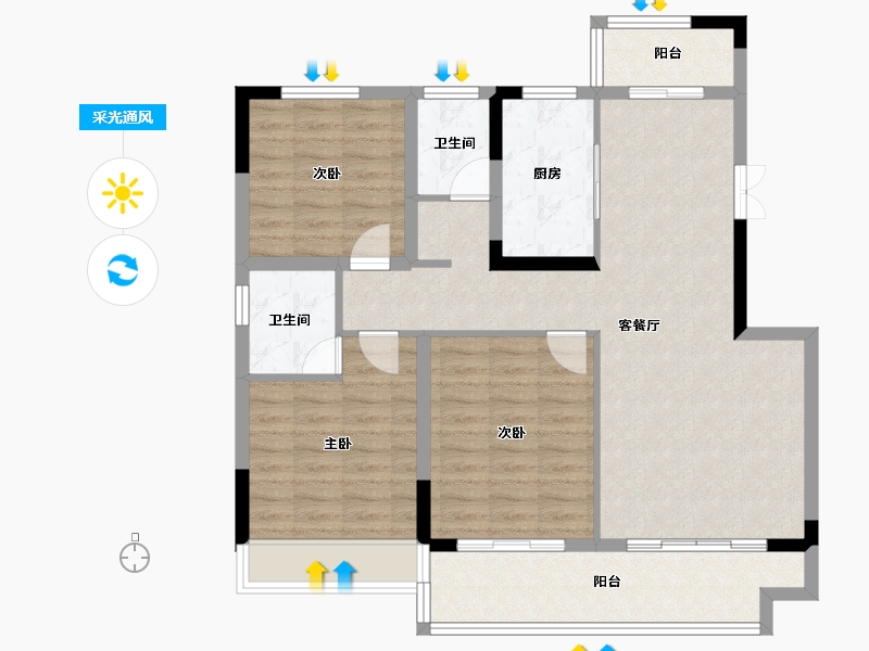 河南省-焦作市-广汇·太行佳苑-97.34-户型库-采光通风