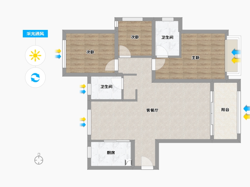 河北省-石家庄市-润江翡丽公馆-80.00-户型库-采光通风