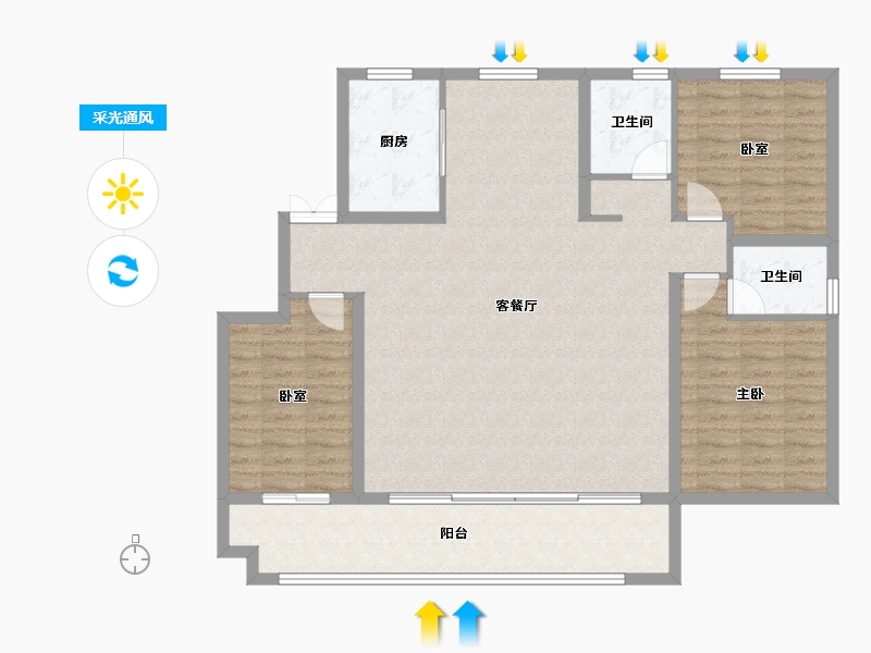 山东省-临沂市-房源·金域樾府-121.46-户型库-采光通风