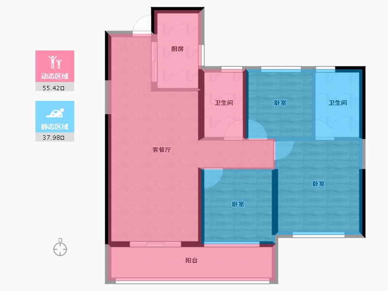 陕西省-咸阳市-领航尚宸-83.20-户型库-动静分区