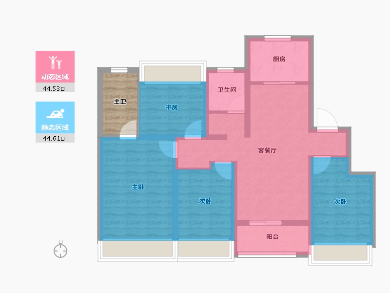 江苏省-苏州市-晨曦雅苑-83.25-户型库-动静分区