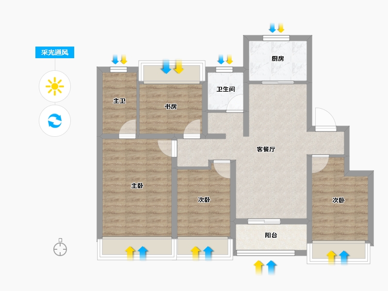 江苏省-苏州市-晨曦雅苑-83.25-户型库-采光通风