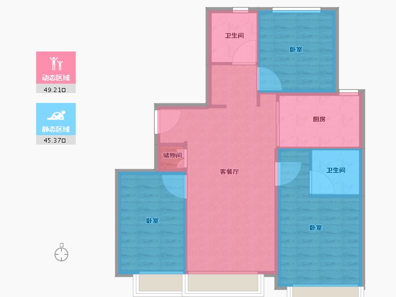 北京-北京市-橡树湾-85.73-户型库-动静分区