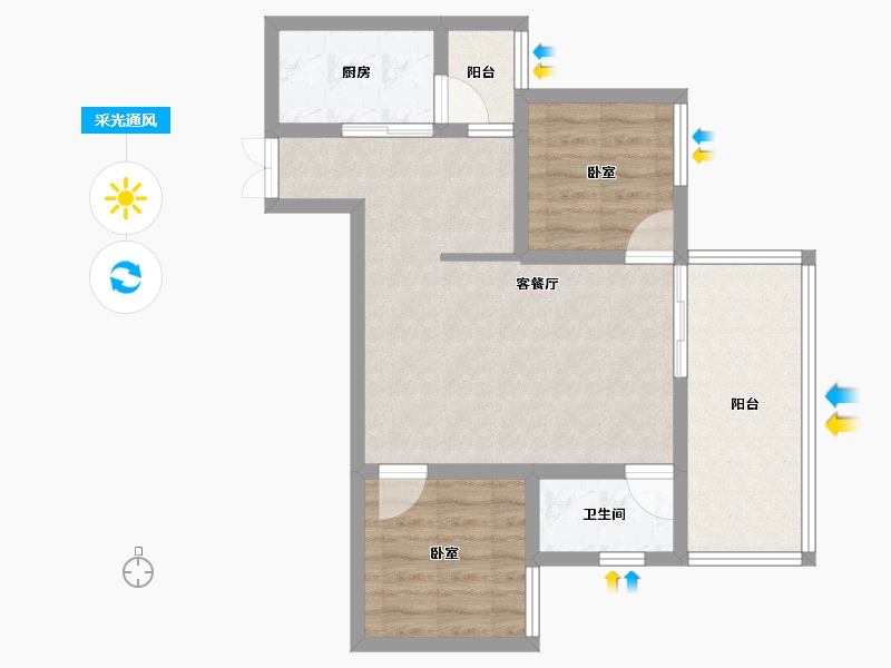 贵州省-六盘水市-大林城-64.00-户型库-采光通风