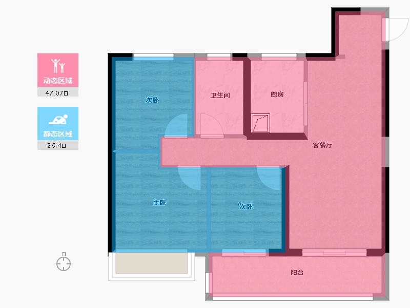 江苏省-南京市-都会澜岸-68.92-户型库-动静分区