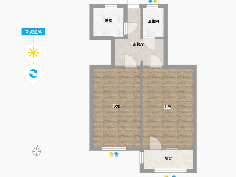 北京-北京市-卫生部宿舍小区-2号楼-54.00-户型库-采光通风