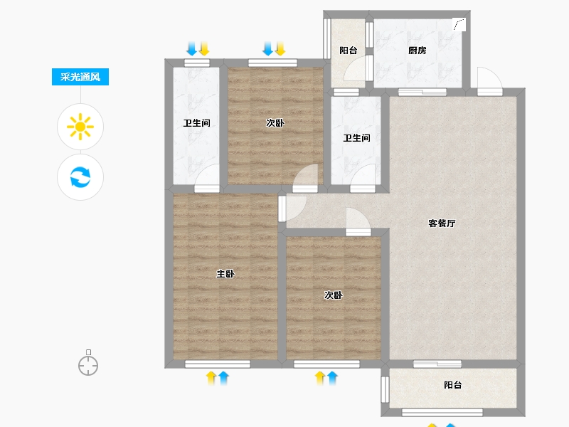 陕西省-宝鸡市-容海容悦府-99.00-户型库-采光通风