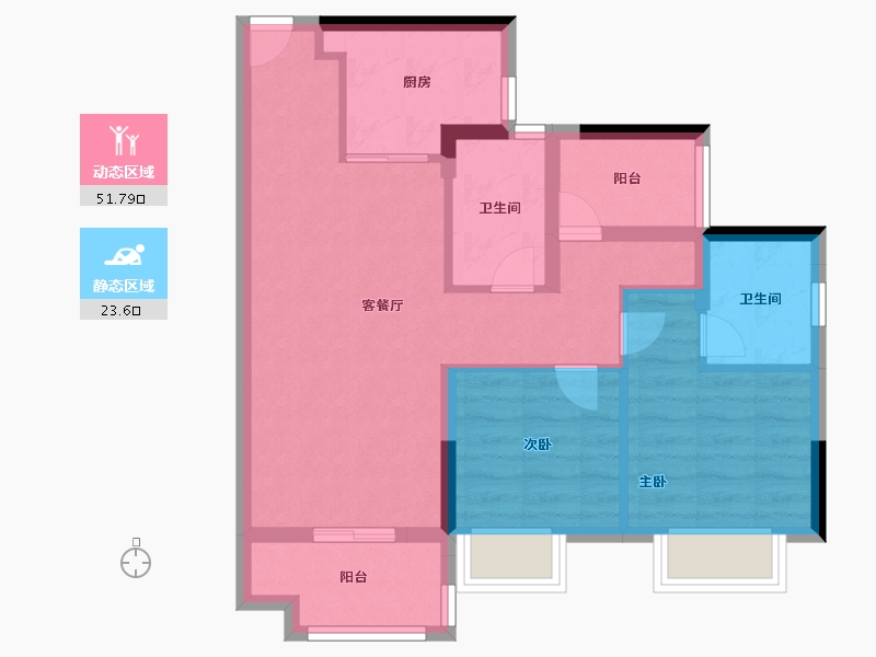 广东省-珠海市-海伦堡玖悦珑湾-66.40-户型库-动静分区