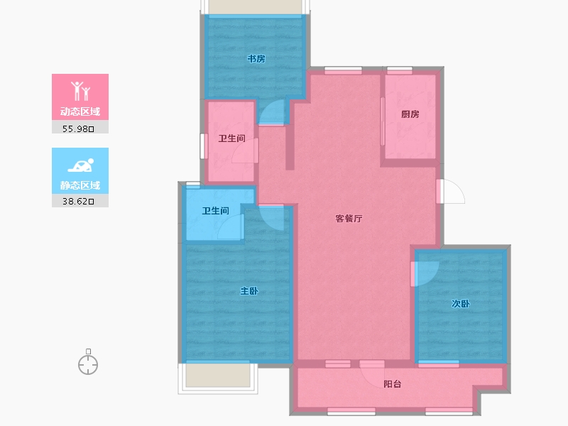 辽宁省-沈阳市-中梁金科玖禧-83.50-户型库-动静分区