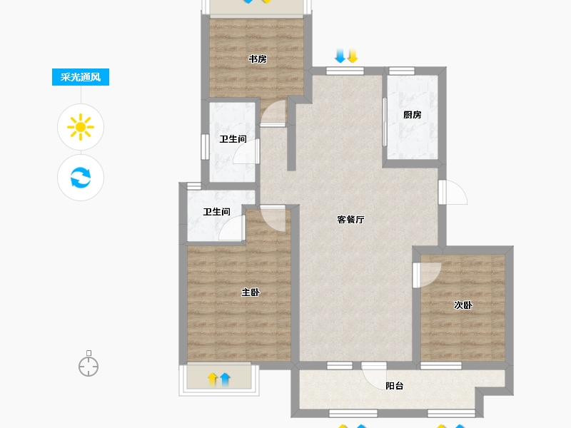 辽宁省-沈阳市-中梁金科玖禧-83.50-户型库-采光通风