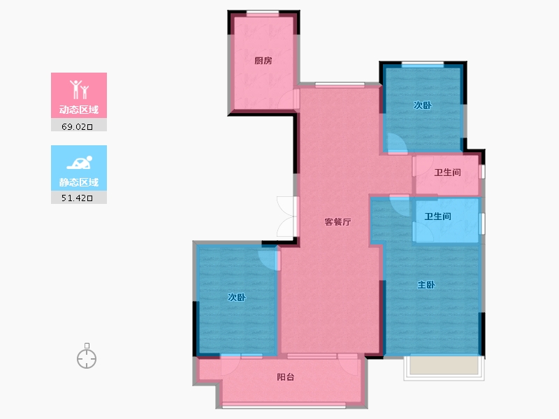 山东省-淄博市-淄博周村吾悦广场​-107.90-户型库-动静分区