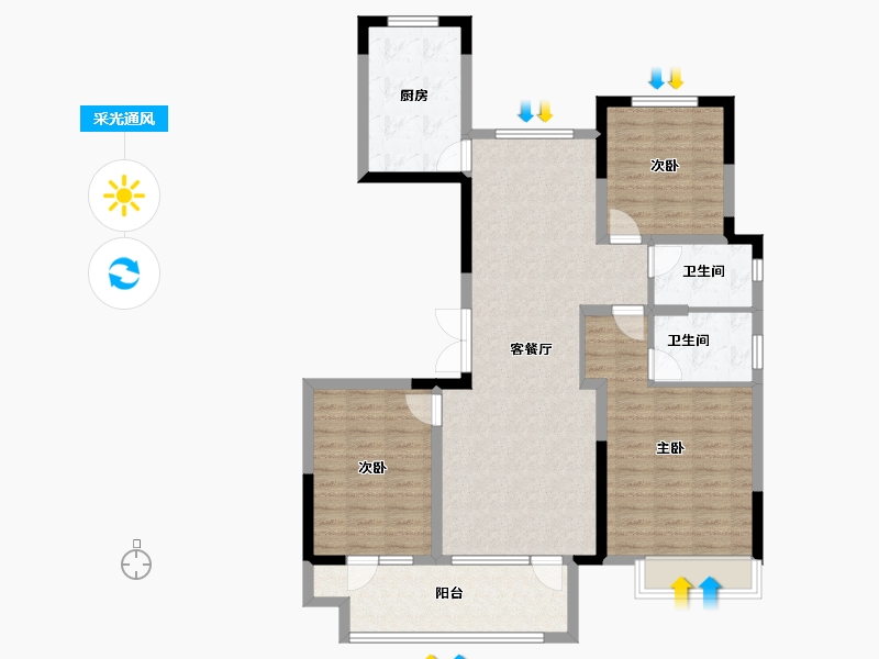 山东省-淄博市-淄博周村吾悦广场​-107.90-户型库-采光通风