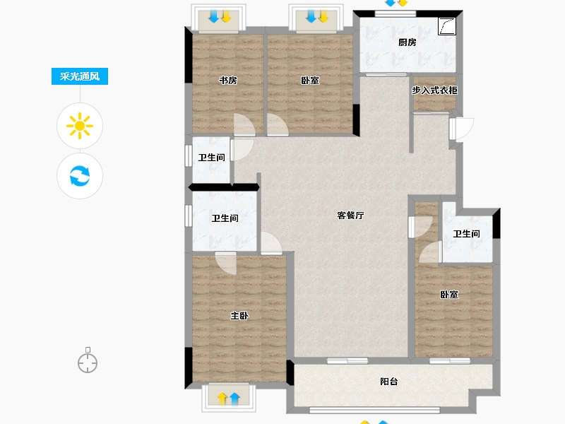 湖南省-长沙市-弘阳昕悦府-141.27-户型库-采光通风